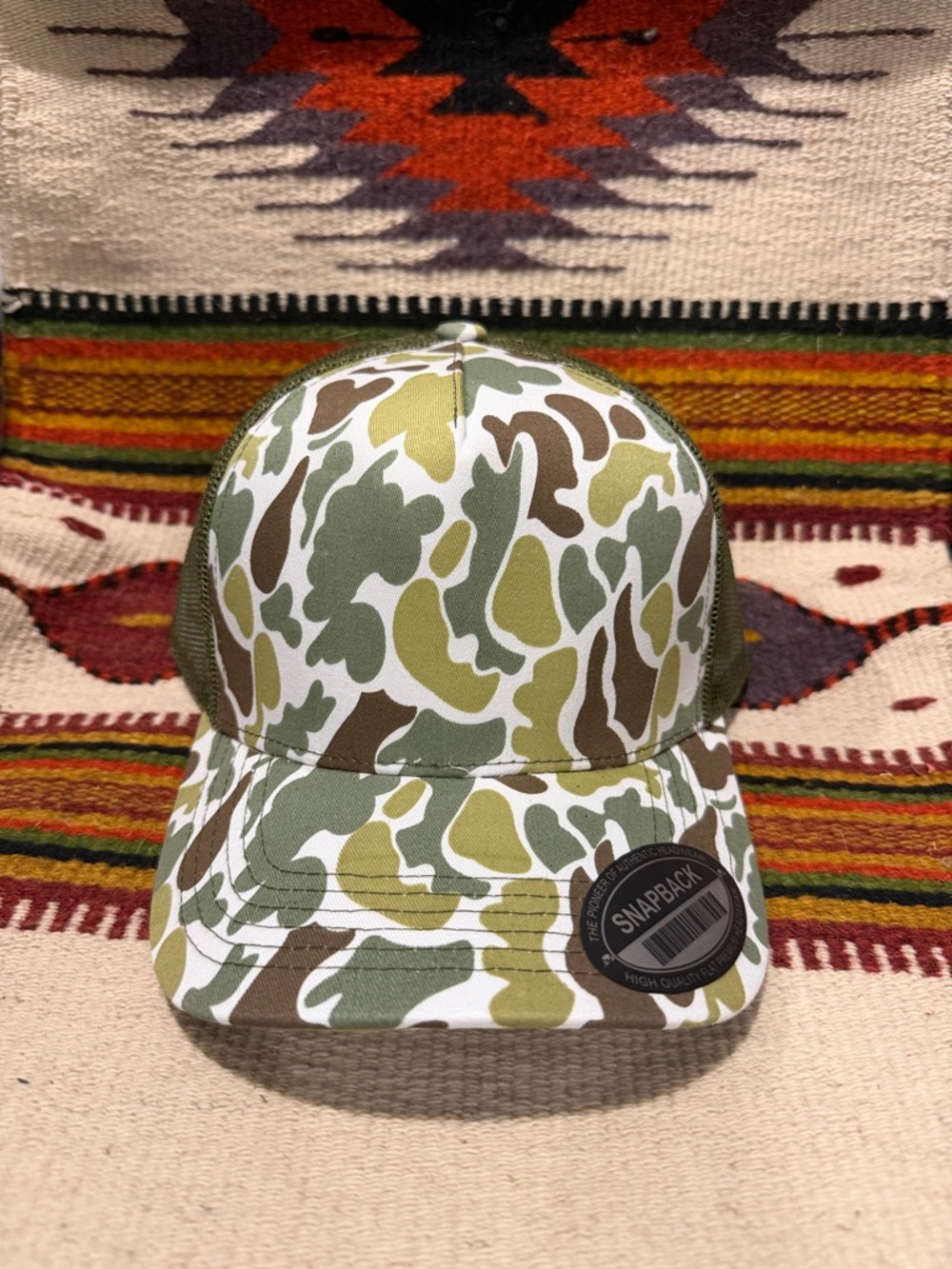 Camo Print Trucker Snapback Hat - Picture 2 of 3